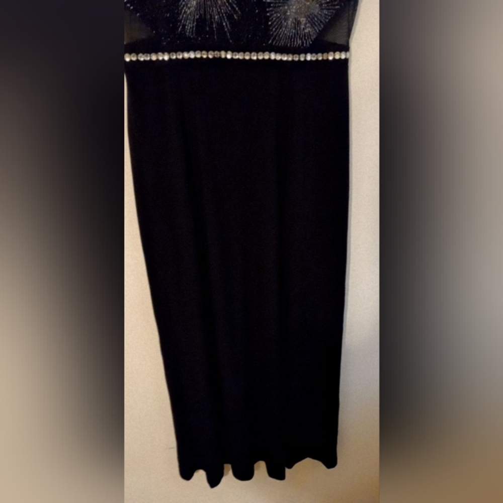 Long Black Dress with Rhinestones - Picture 3 of 3